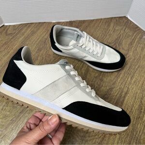 J. Crew White Gray Black Colorblock Leather Trainers Sneakers Size 7
